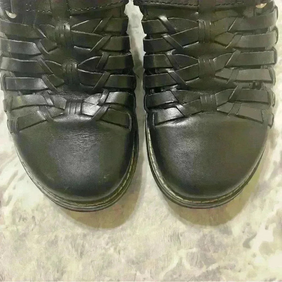 VTG PREDICTIONS Y2K LEATHER WOMENS MULES SHOES Sz 9 BLACK WEAVE CHUNKY EXCELLENT - Picture 6 of 10